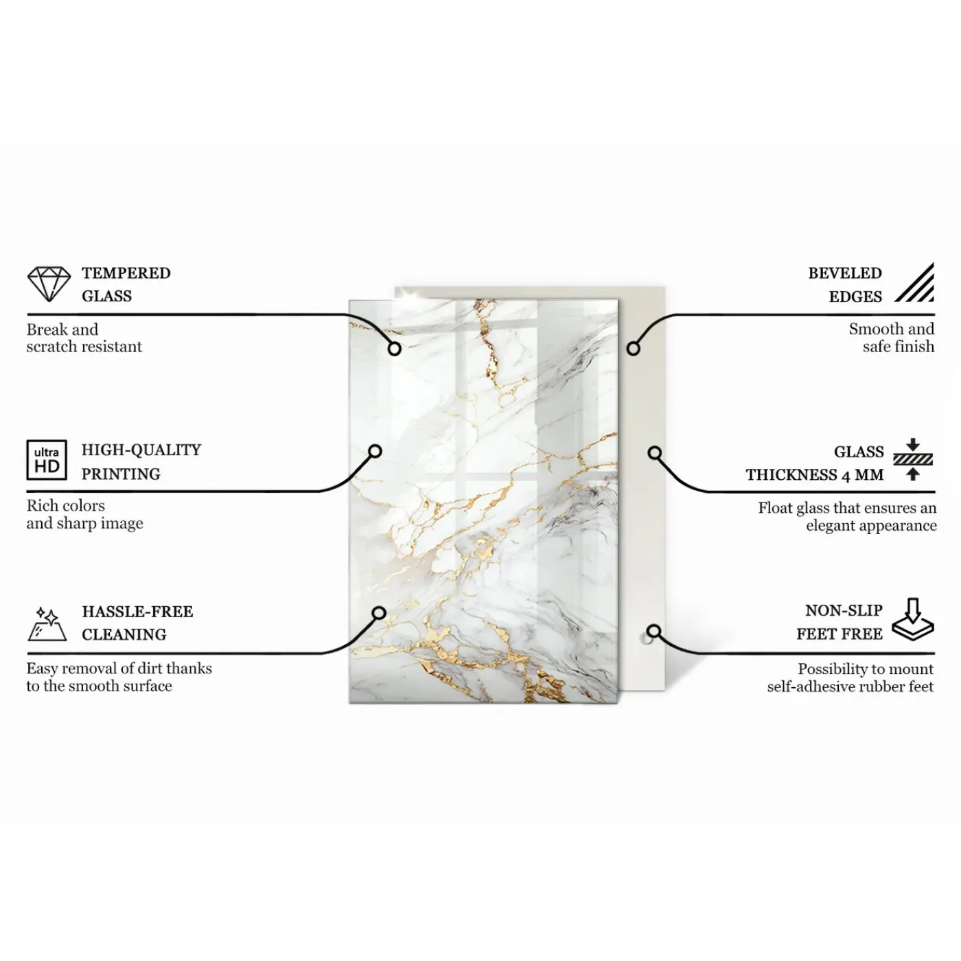 Tulup - Glasplaat - Rechthoek - Bruin - 120x80 Cm - Glazen Tafelblad - Eettafel