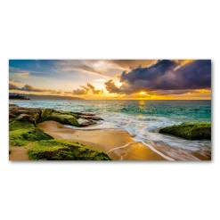 Tulup - Glasschilderij - Zonsondergang - Oranje - 140x70 Cm - Foto Glas