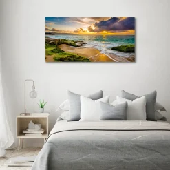 Tulup - Glasschilderij - Zonsondergang - Oranje - 140x70 Cm - Foto Glas