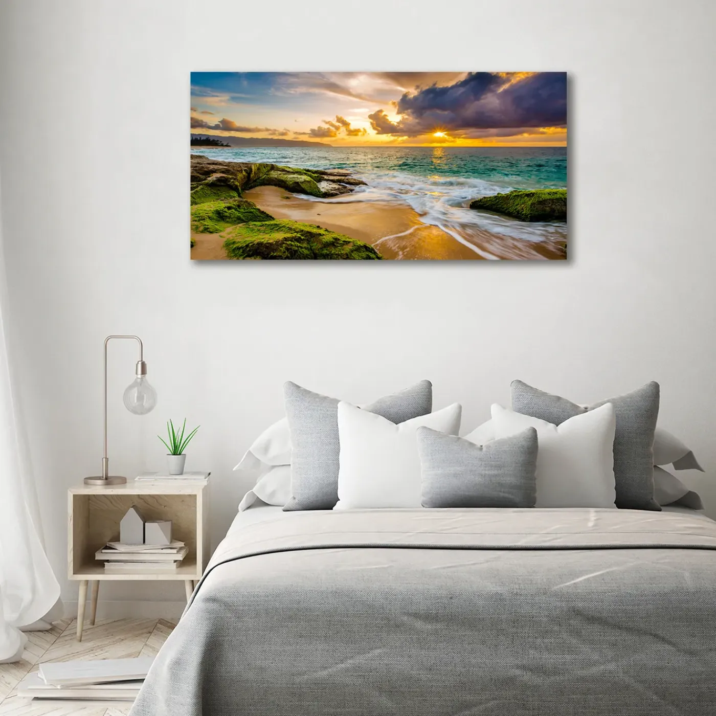 Tulup - Glasschilderij - Zonsondergang - Oranje - 140x70 Cm - Foto Glas