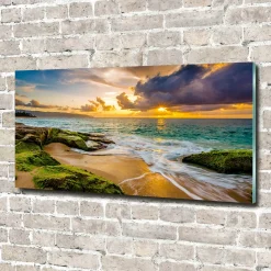 Tulup - Glasschilderij - Zonsondergang - Oranje - 140x70 Cm - Foto Glas