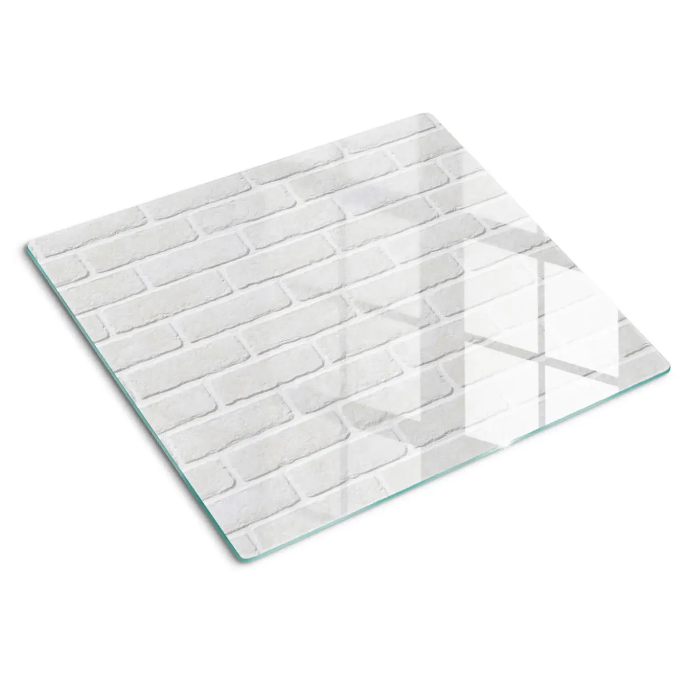 Tulup - Glas Snijplank - Bakstenen Muur - Wit - 60x52 Cm - Antislip Dienblad - Broodplankjes