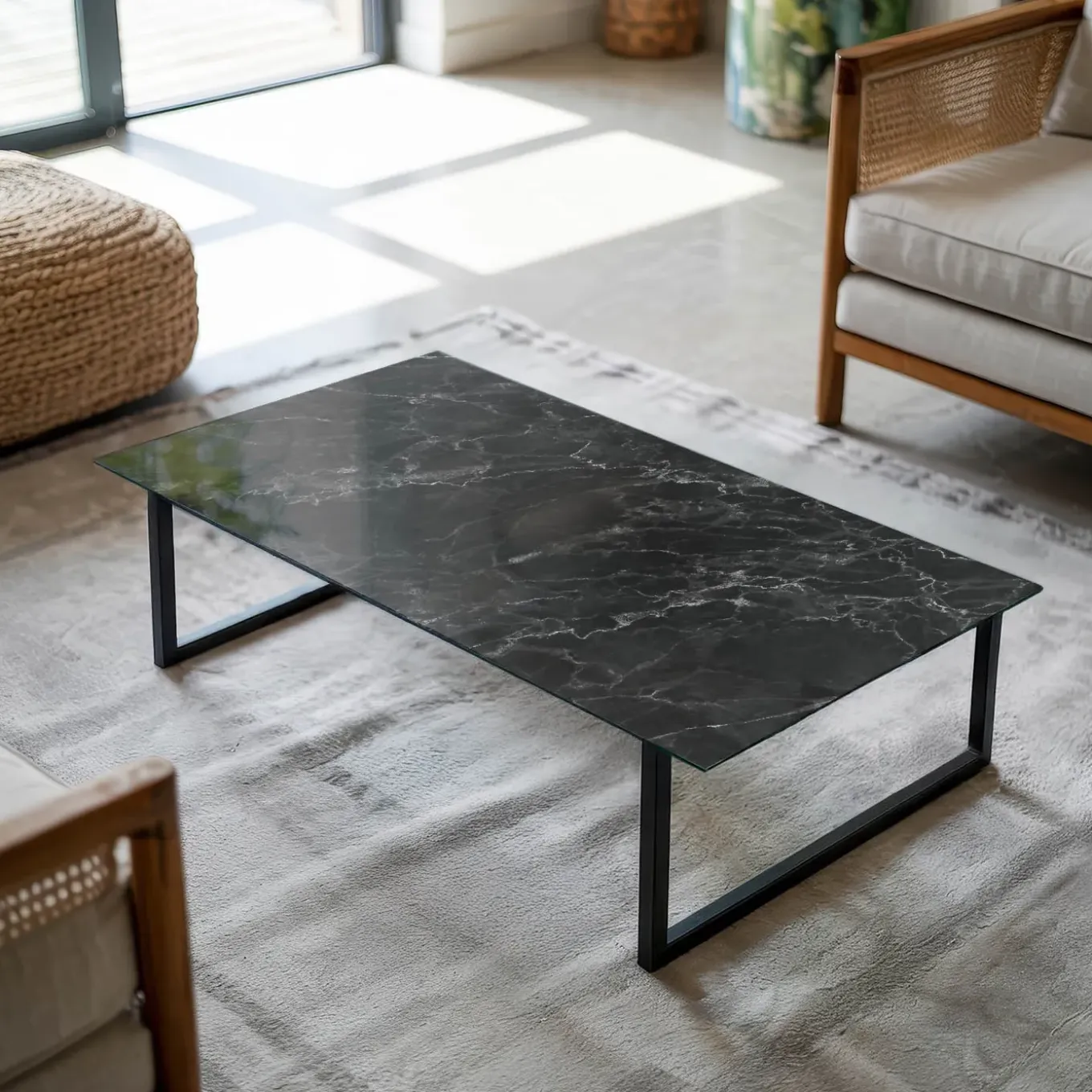 Tulup - Glazen Eettafel - Ronde - Zwart - 120x60 Cm - Glazen Tafelblad - Bureaublad