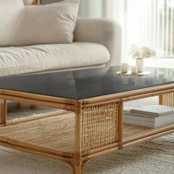 Tulup - Glazen Eettafel - Vierkant - Ecru - 140x70 Cm - Glazen Tafelblad - Bureaublad