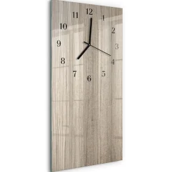 Tulup - Glazen Klok Met Print - Rechthoekige Verticaal - Hout - Beige - 30x60 - Zwarte Handen