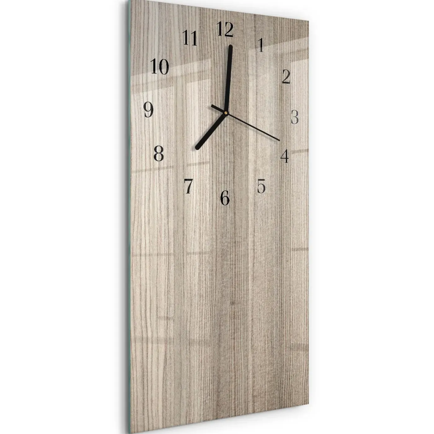 Tulup - Glazen Klok Met Print - Rechthoekige Verticaal - Hout - Beige - 30x60 - Zwarte Handen