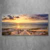 Tulup - Glazen Schilderij - De Weg Naar Het Strand - Geel - 120x60 Cm - Schilderij Glas