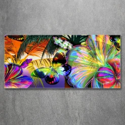 Tulup - Glazen Schilderij - Kleurrijke Bloemen - Veelkleurig - 120x60 Cm - Glas Foto