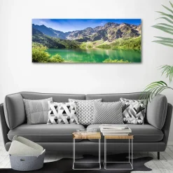 Tulup - Glazen Schilderij - Morskie Oko Van Het Tatragebergte - Groene - 125x50 Cm - Glas Schilderij