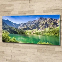 Tulup - Glazen Schilderij - Morskie Oko Van Het Tatragebergte - Groene - 125x50 Cm - Glas Schilderij