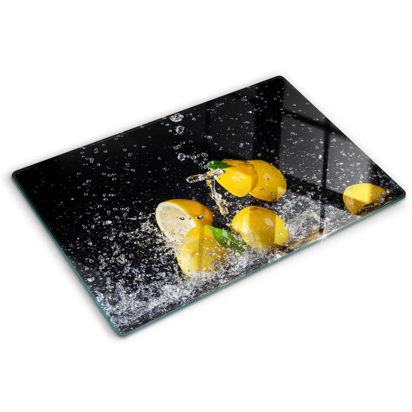 Tulup - Glazen Snijplank - Citroenen En Water - Geel - 80x52 Cm - Dienblad Antislip - Broodplank