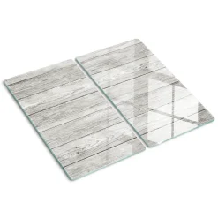 Tulup - Glazen Snijplankenset - Hout - Grijs - 2 St 30x52 Cm - Antislip Dienblad - Broodplankjes