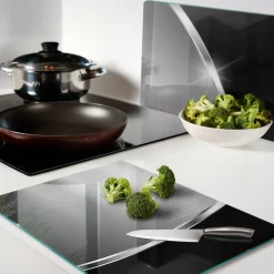 Tulup - Glazen Snijplankenset - Textuur - Zilver - 2 St 40x52 Cm - Glazen Dienblad
