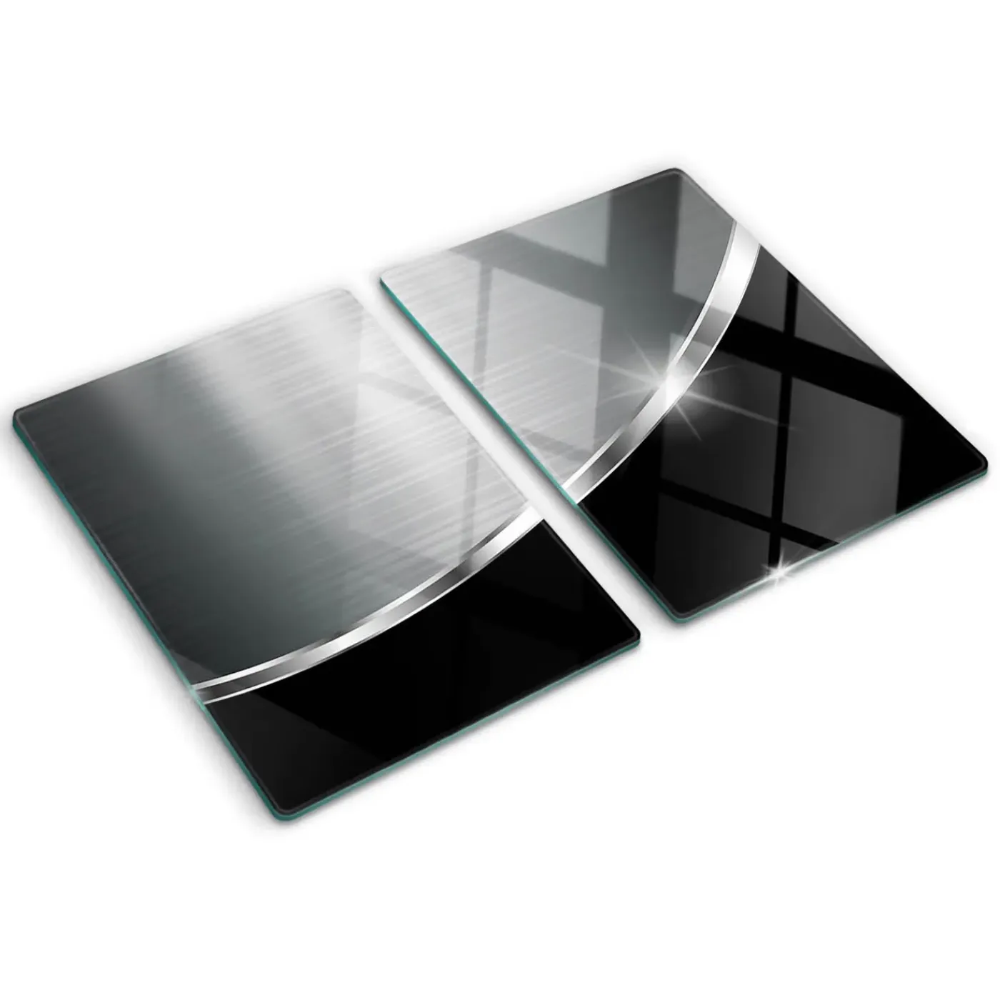 Tulup - Glazen Snijplankenset - Textuur - Zilver - 2 St 40x52 Cm - Glazen Dienblad