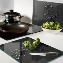 Tulup - Glazen Snijplankenset - 3d-lichamen - Zwart - 2 St 40x52 Cm - Dienblad Rechthoek