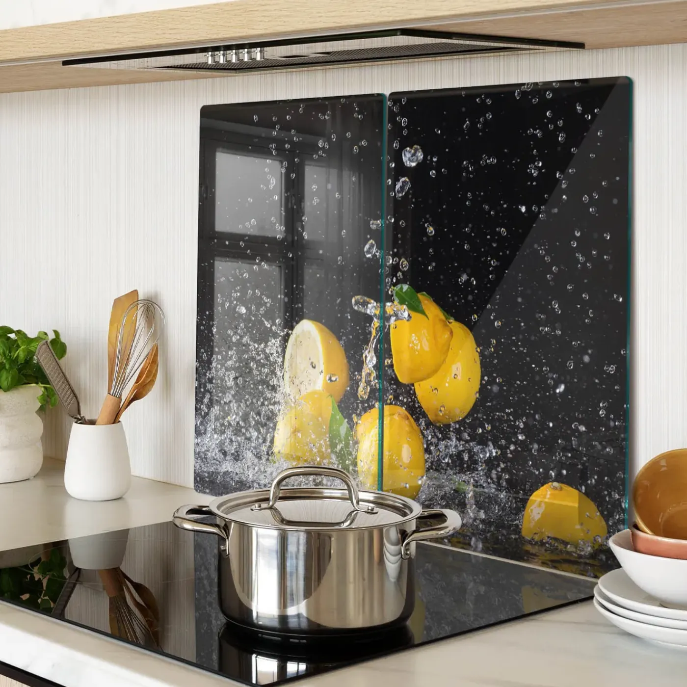 Tulup - Glazen Snijplankenset - Citroenen En Water - Geel - 2 St 30x52 Cm - Antislip - Broodplankjes