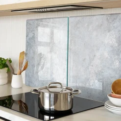 Tulup - Glazen Snijplankenset - Concreet - Grijs - 2 St 40x52 Cm - Antislip Dienblad