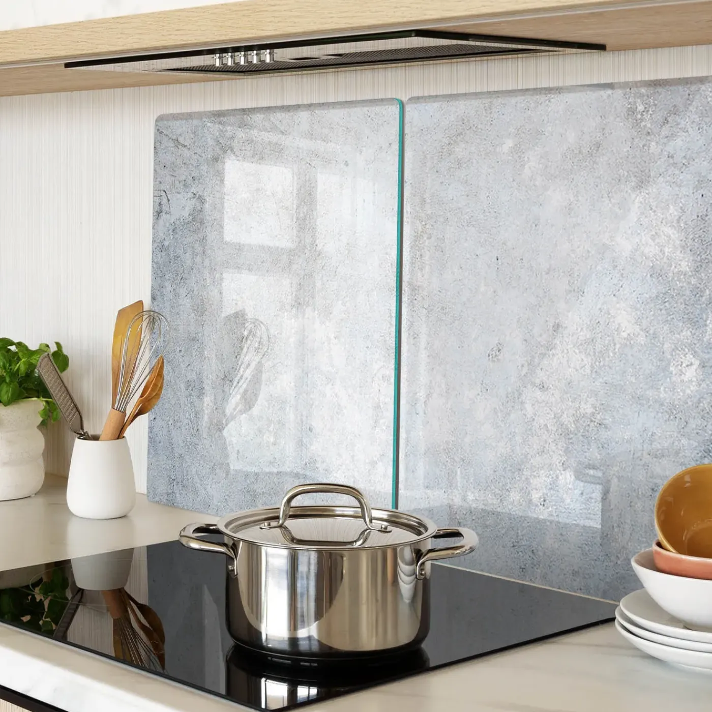 Tulup - Glazen Snijplankenset - Concreet - Grijs - 2 St 40x52 Cm - Antislip Dienblad