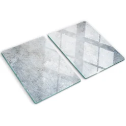 Tulup - Glazen Snijplankenset - Concreet - Grijs - 2 St 40x52 Cm - Antislip Dienblad