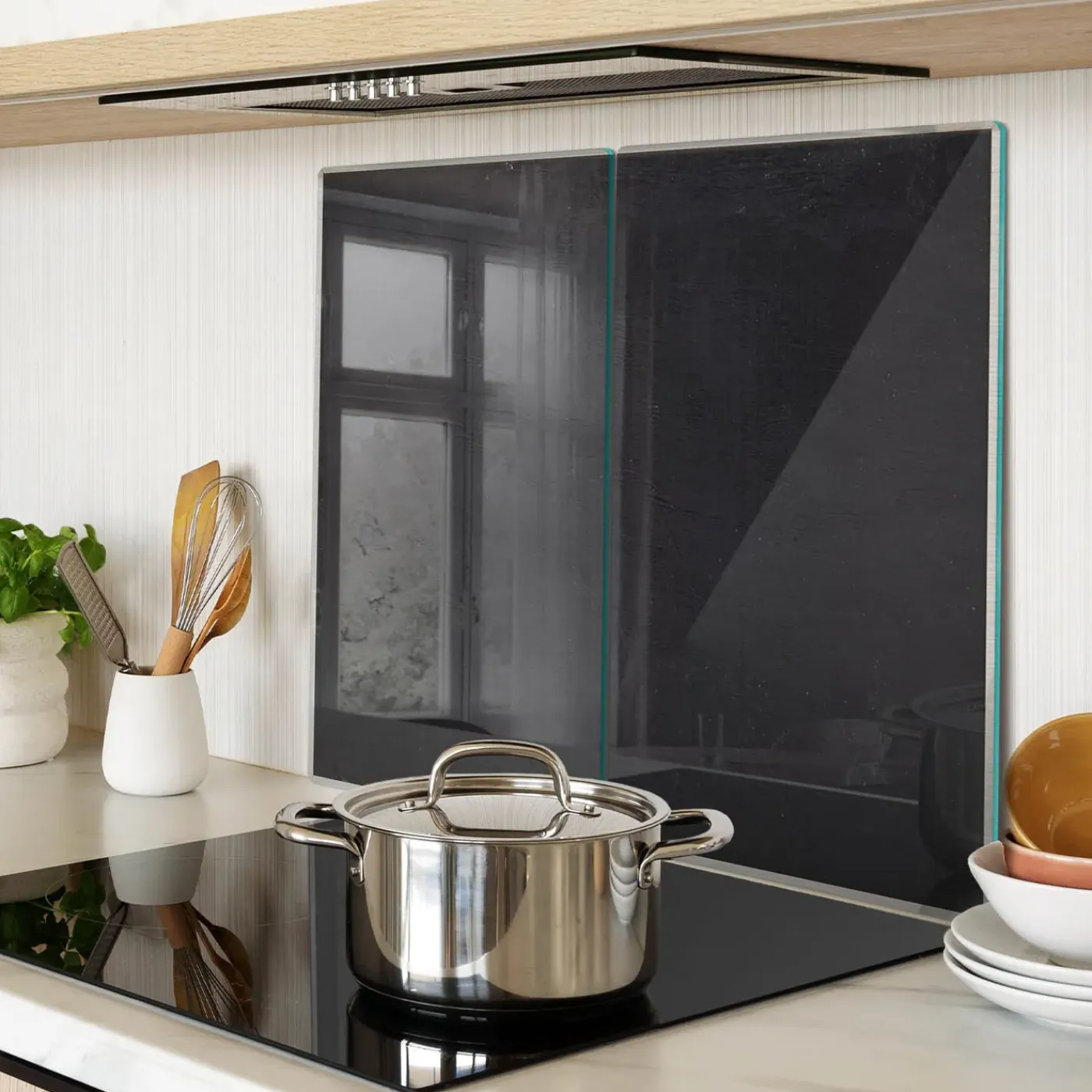 Tulup - Glazen Snijplankenset - Prikbord - Zwart - 2 St 30x52 Cm - Broodplank - Dienblad Glas