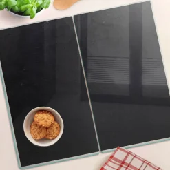 Tulup - Glazen Snijplankenset - Prikbord - Zwart - 2 St 30x52 Cm - Broodplank - Dienblad Glas