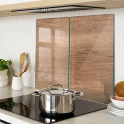 Tulup - Glazen Snijplankenset - Hout - Bruin - 2 St 30x52 Cm - Dienblad Antislip - Broodplank