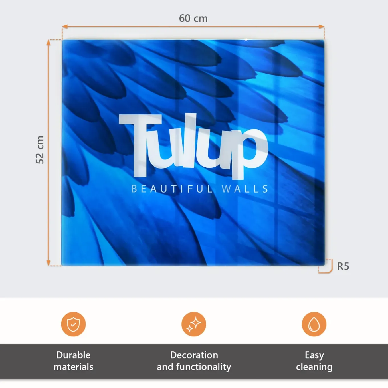 Tulup - Glazen Snijplank - Geometrische Figuren - Beige - 60x52 Cm - Keukenbenodigdheden - Dienblad