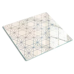 Tulup - Glazen Snijplank - Geometrische Figuren - Beige - 60x52 Cm - Keukenbenodigdheden - Dienblad