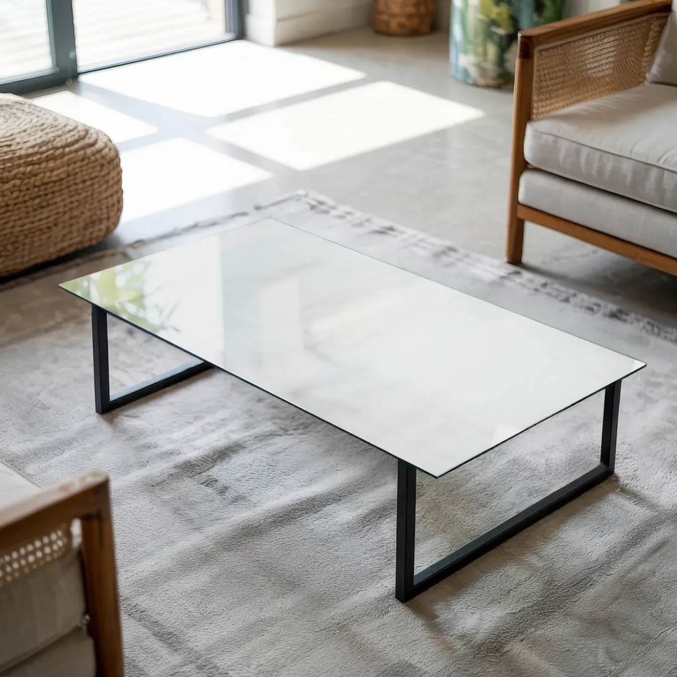 Tulup - Keukentafel - Ronde - Beige - 120x60 Cm - Glazen Tafelblad - Bureaublad