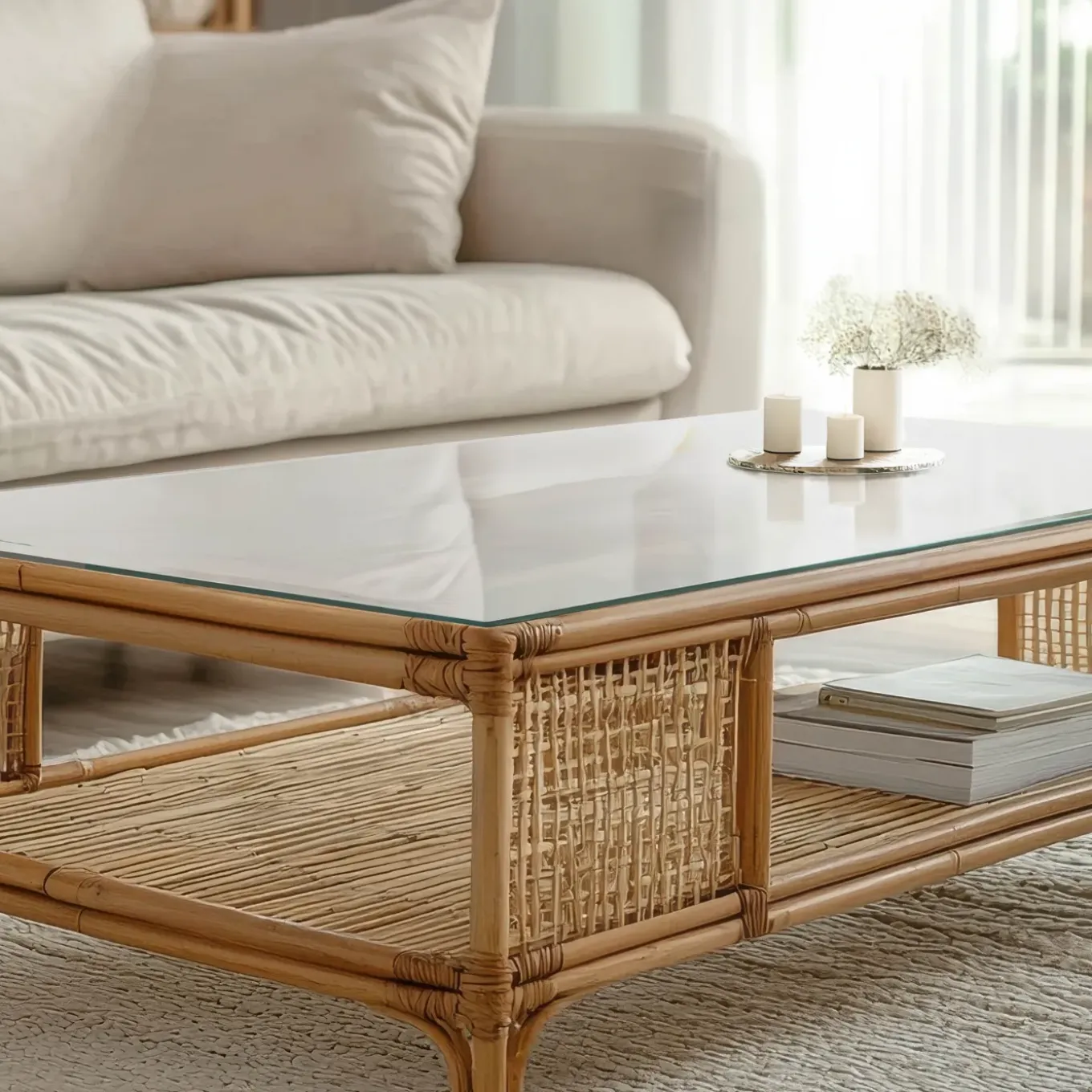 Tulup - Keukentafel - Ronde - Beige - 120x60 Cm - Glazen Tafelblad - Bureaublad