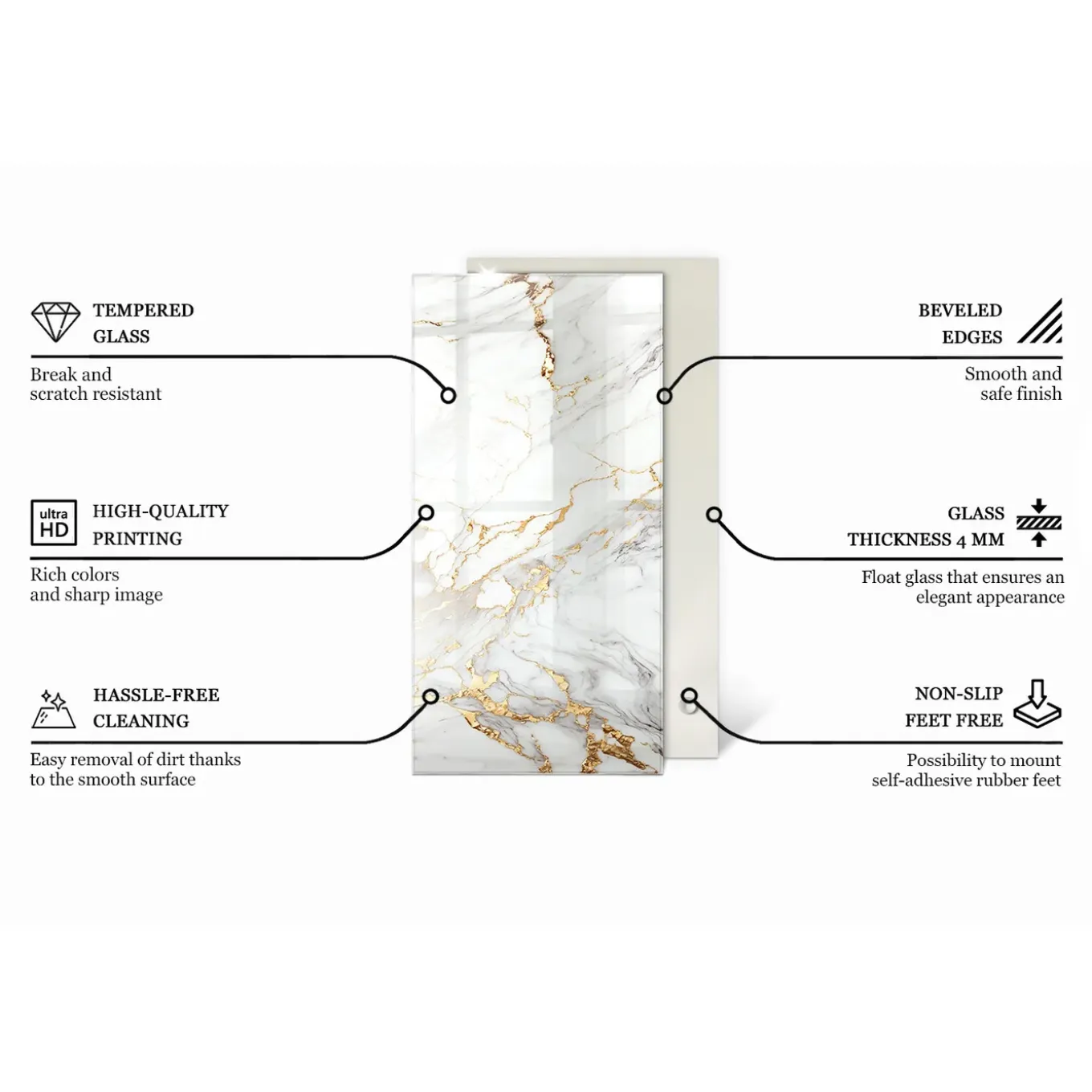 Tulup - Keukentafel - Ronde - Beige - 120x60 Cm - Glazen Tafelblad - Bureaublad