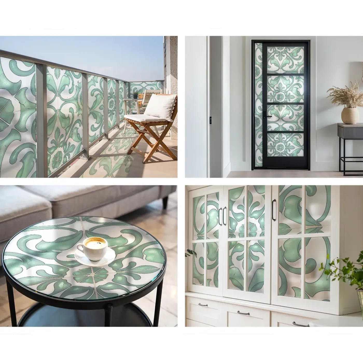Tulup - Plakfolie Op Raam - Groene Symmetrie - Groene - 100x146 Cm - Raamfolie Anti Inkijk