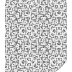 Tulup - Plakfolie Raam Glas In Lood - Geometrische Halve Cirkels - Zwart-wit - 100x116 Cm -