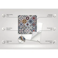 Tulup - Plaktegels Vloer - Mandala - Veelkleurig - Verpakking Van 9 St. 30x30 Cm - Vinyl Tegels