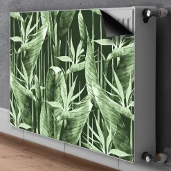 Tulup - Radiator Afdekmat - Donkere Bladeren - Blauw - 110x60 Cm - Magnetische Radiatormat