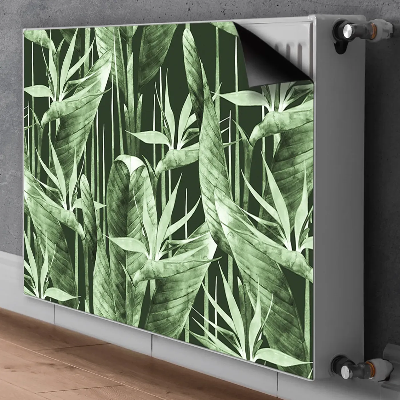 Tulup - Radiator Afdekmat - Donkere Bladeren - Blauw - 110x60 Cm - Magnetische Radiatormat