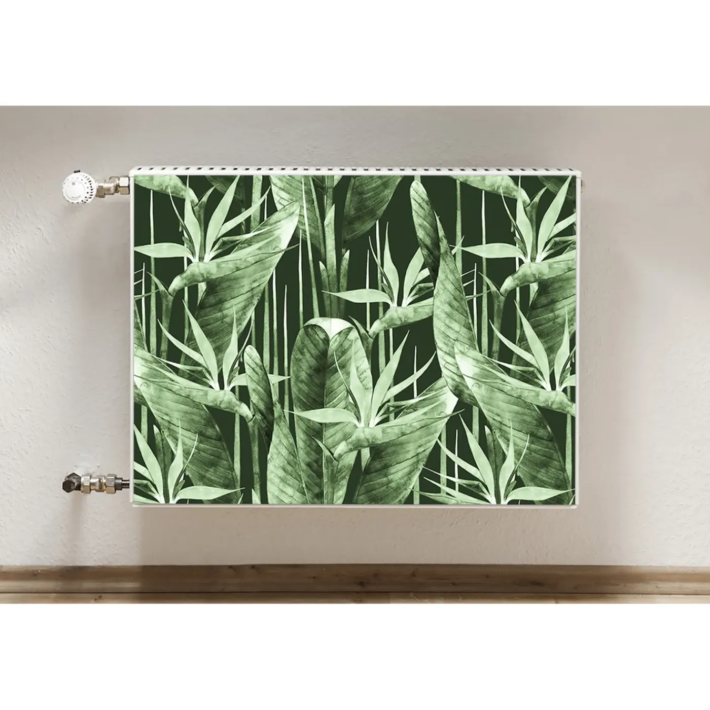 Tulup - Radiator Afdekmat - Donkere Bladeren - Blauw - 110x60 Cm - Magnetische Radiatormat