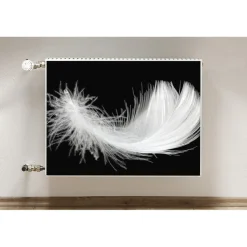 Tulup - Radiator Afdekmat - Witte Veer - Groene - 100x60 Cm - Magnetische Radiatormat