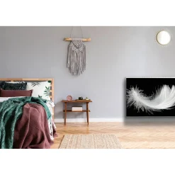 Tulup - Radiator Afdekmat - Witte Veer - Groene - 100x60 Cm - Magnetische Radiatormat