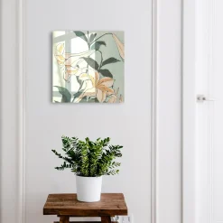 Tulup - Sleutelkastje Huis - Subtiele Lelies - Groene - 30x30x5 Cm Rechtsopenend - Zwart