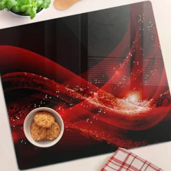Tulup - Snijplank Glas - Abstract - Rood - 60x52 Cm - Dienblad Rechthoek - Keukenbenodigdheden