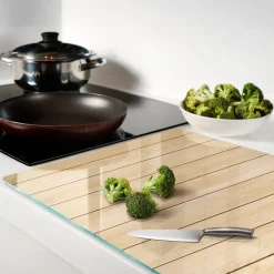 Tulup - Snijplank Glas - Hout - Beige - 80x52 Cm - Broodplank - Dienblad Rechthoek