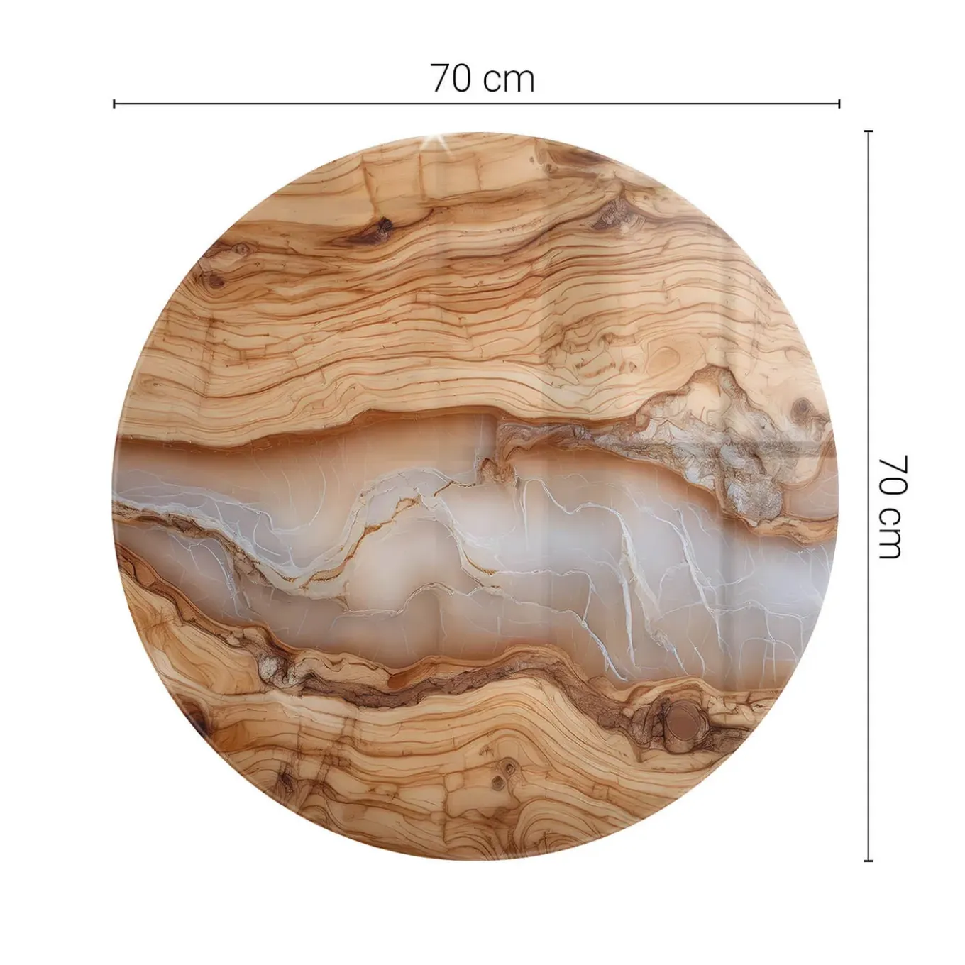 Tulup - Tafelblad Rechthoek - Ronde - Grijs - 70 Cm - Glasplaat - Bureaublad
