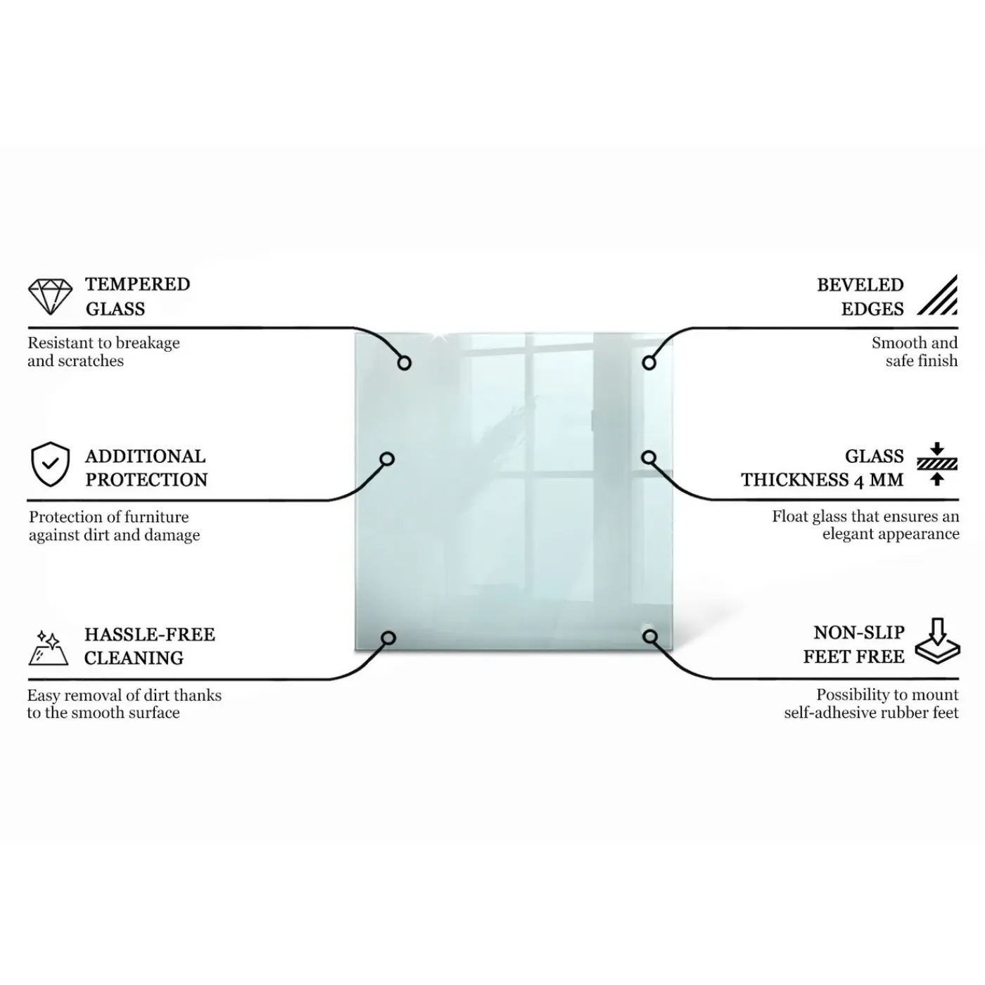 Tulup - Tafelblad - Rechthoek - Transparant - 50x50 Cm - Glasplaat - Bureaublad