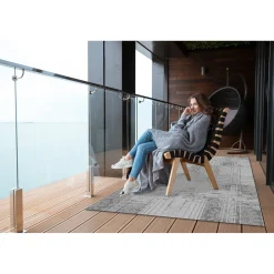 Tulup - Tapijt Buiten - Grijze Mozaïek - Wit - 60x90 Cm - Buitenkleed Balkon