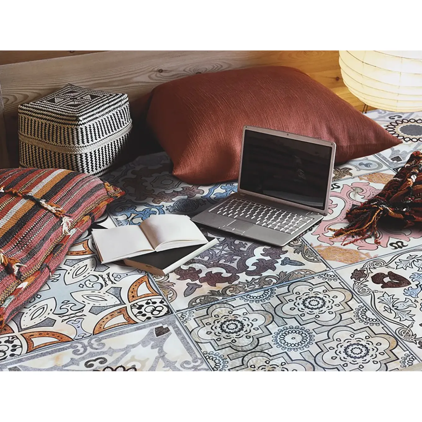 Tulup - Tapijt Vinyl - Rechthoek - Veelkleurig - 150x225 Cm - Pvc Mat - Portugese Tegels - Textuur