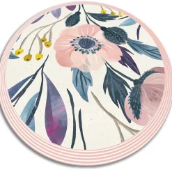 Tulup - Tapijt Vinyl - Rond - Blauw - 140 Cm - Pvc Mat - Bloemen - Bloemen En Planten