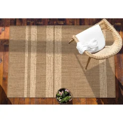 Tulup - Tapijt Voor Buiten - Beige Lijnen - Wit - 60x90 Cm - Buiten Tapijt