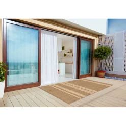 Tulup - Tapijt Voor Buiten - Beige Lijnen - Wit - 60x90 Cm - Buiten Tapijt