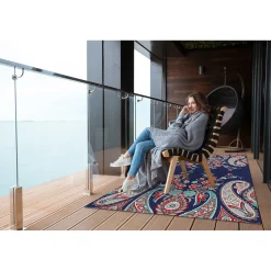 Tulup - Tapijt Voor Buiten - Perzische Stijl - Blauw - 60x90 Cm - Buiten Tapijt